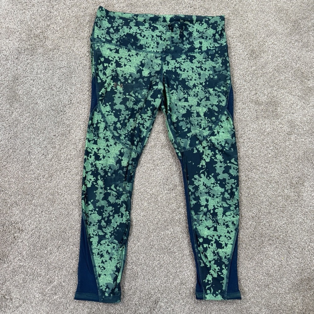 Under Armour HeatGear Compression Leggings Green Women L Athletic Stretch Yoga